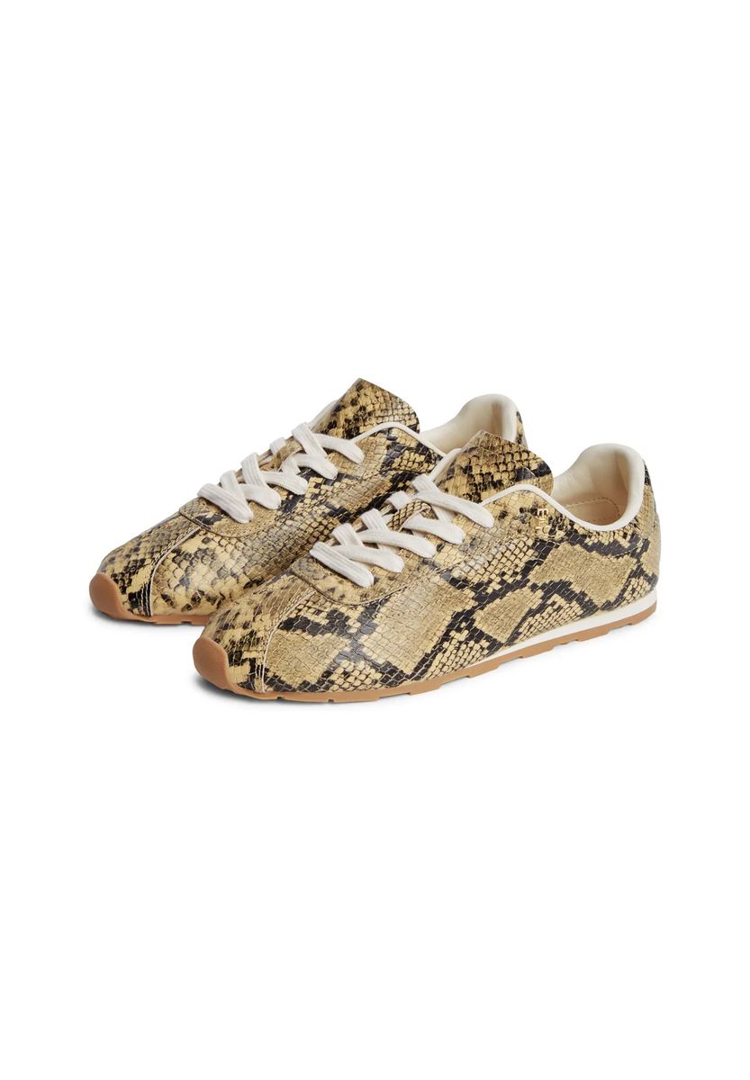 Leder-Sneaker mit Schlangenmuster