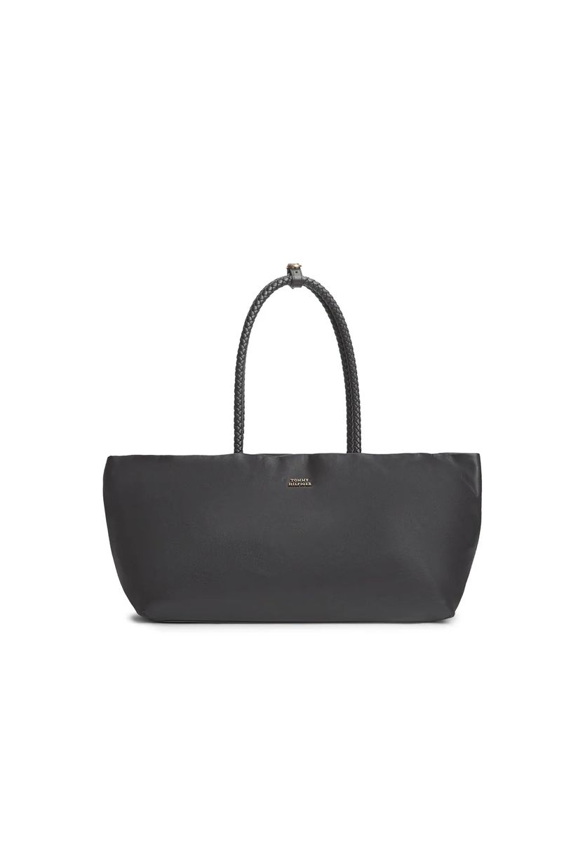 Strukturierter Leder-Shopper mit geflochtenen Riemen