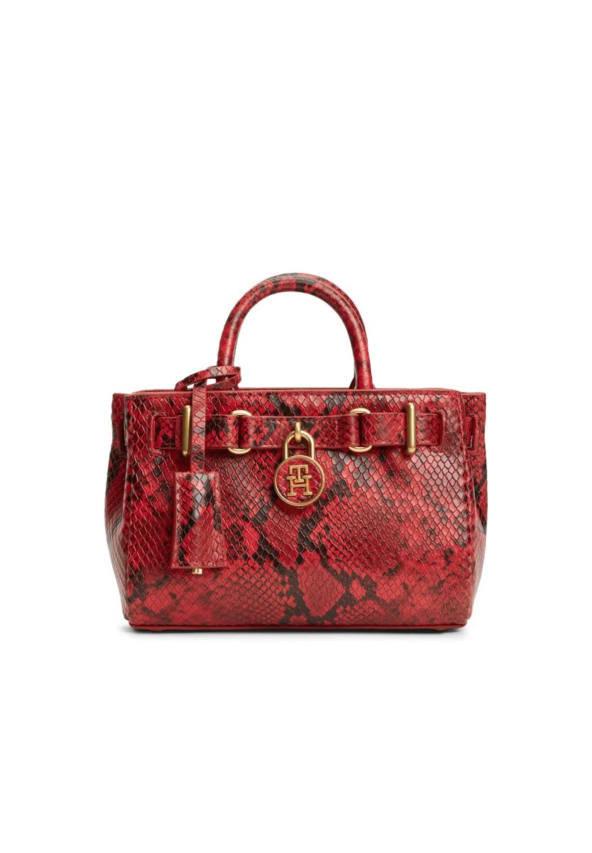 Mini-Henkeltasche mit Schlangenmuster-Prägung