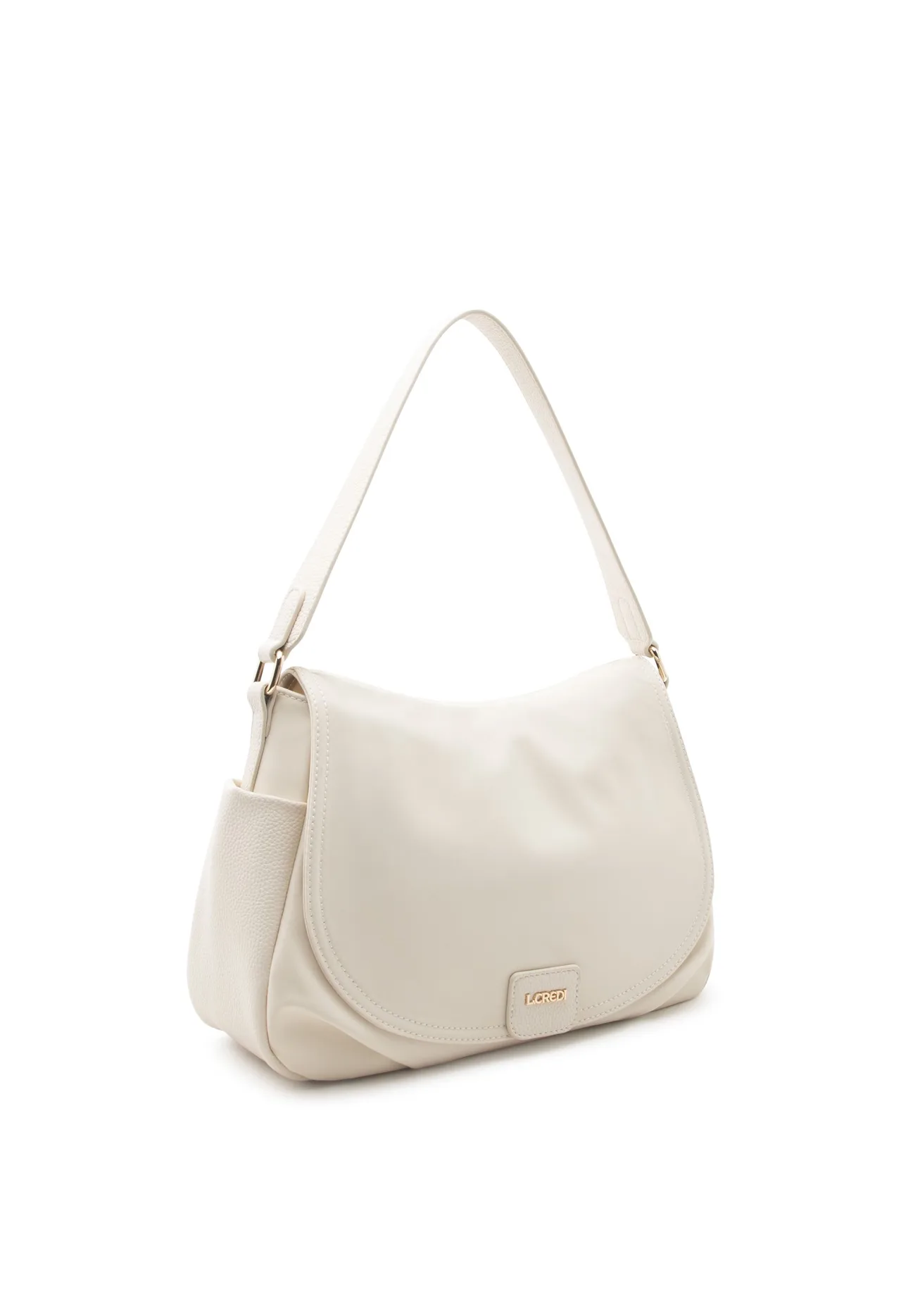Schultertasche mit Materialmix und Überschlag