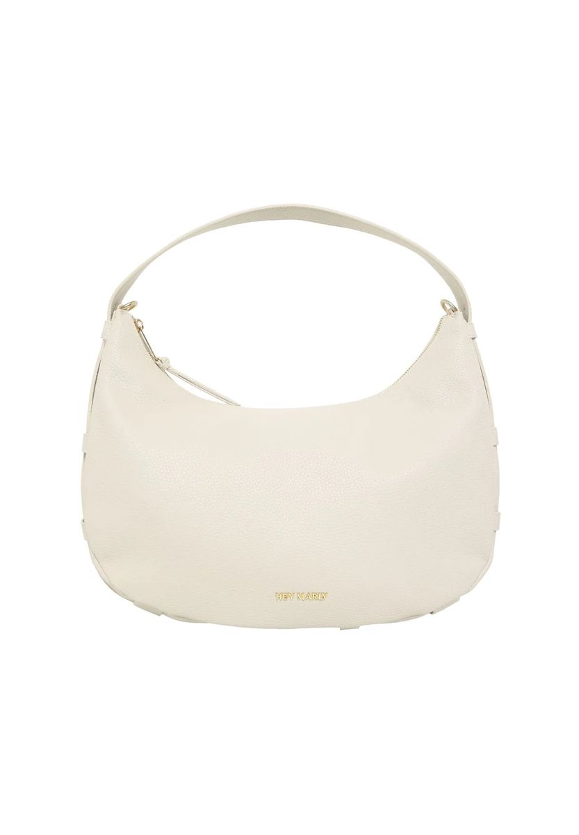 Halbmond-Schultertasche aus genarbtem Leder