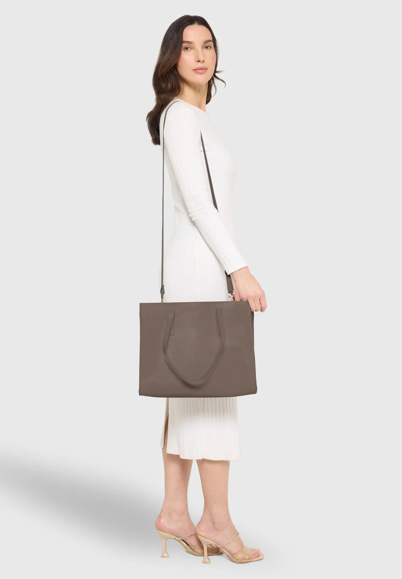 Minimalistischer Strukturierter Leder-Shopper