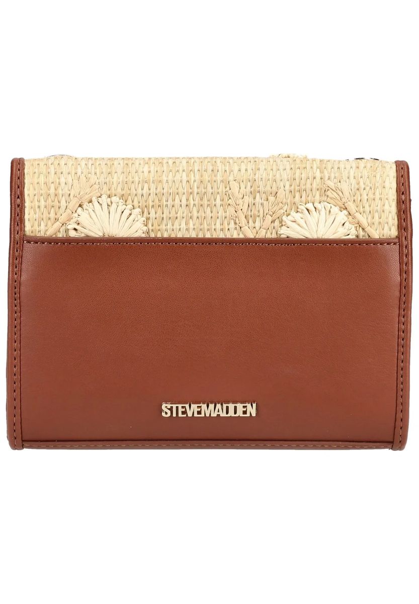 Raffia-Umhängetasche mit floralen Details
