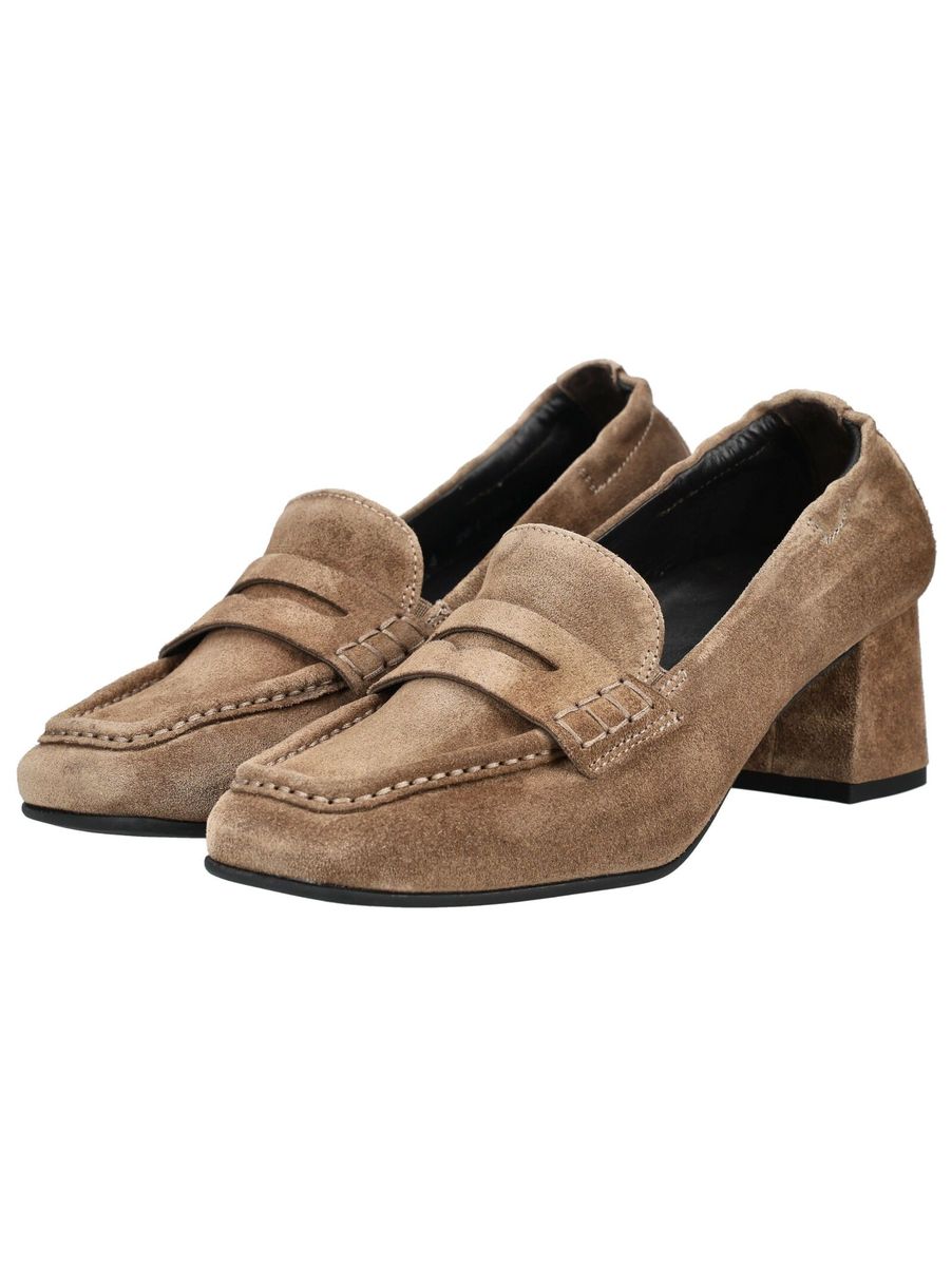 Elegante Suede-Loafer mit Blockabsatz