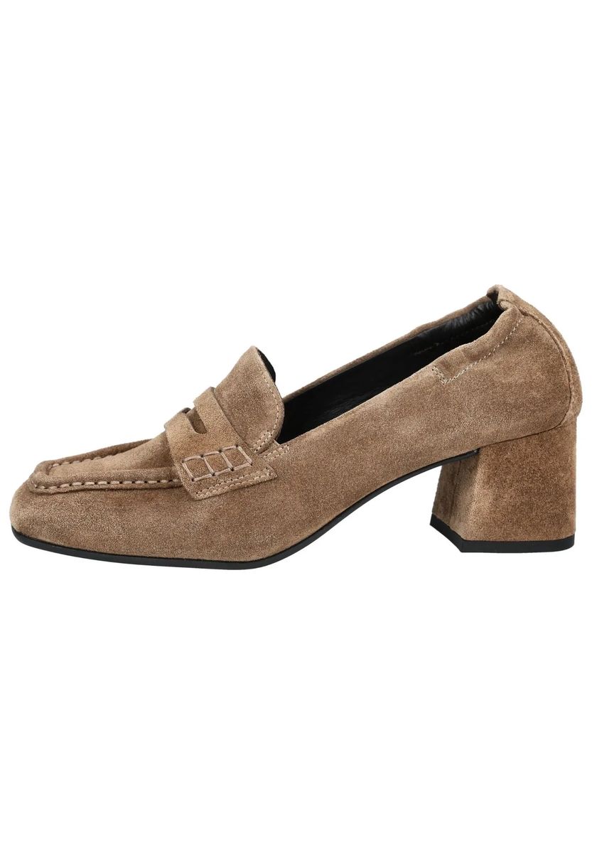 Elegante Suede-Loafer mit Blockabsatz