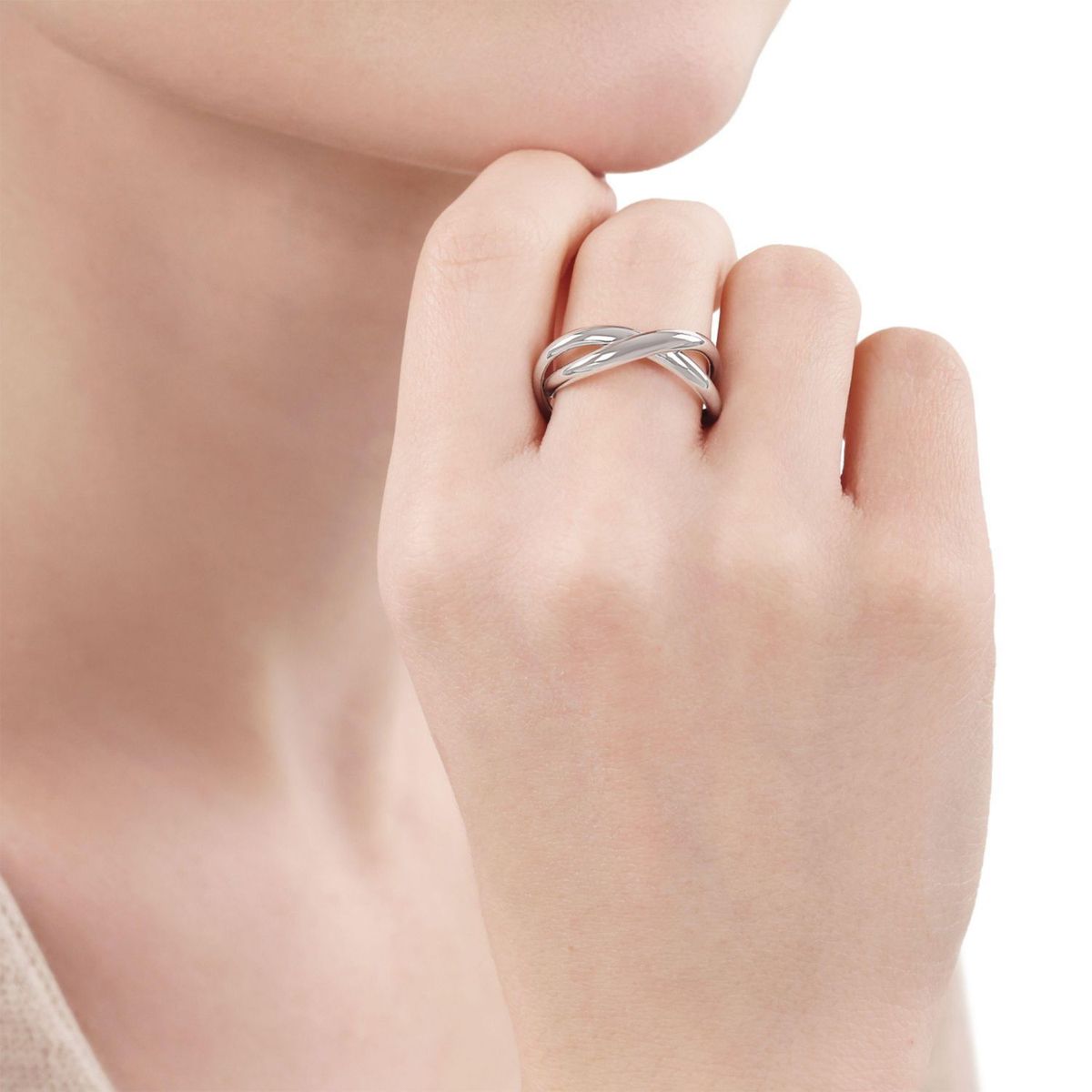 Überkreuzter Bandring aus Sterlingsilber