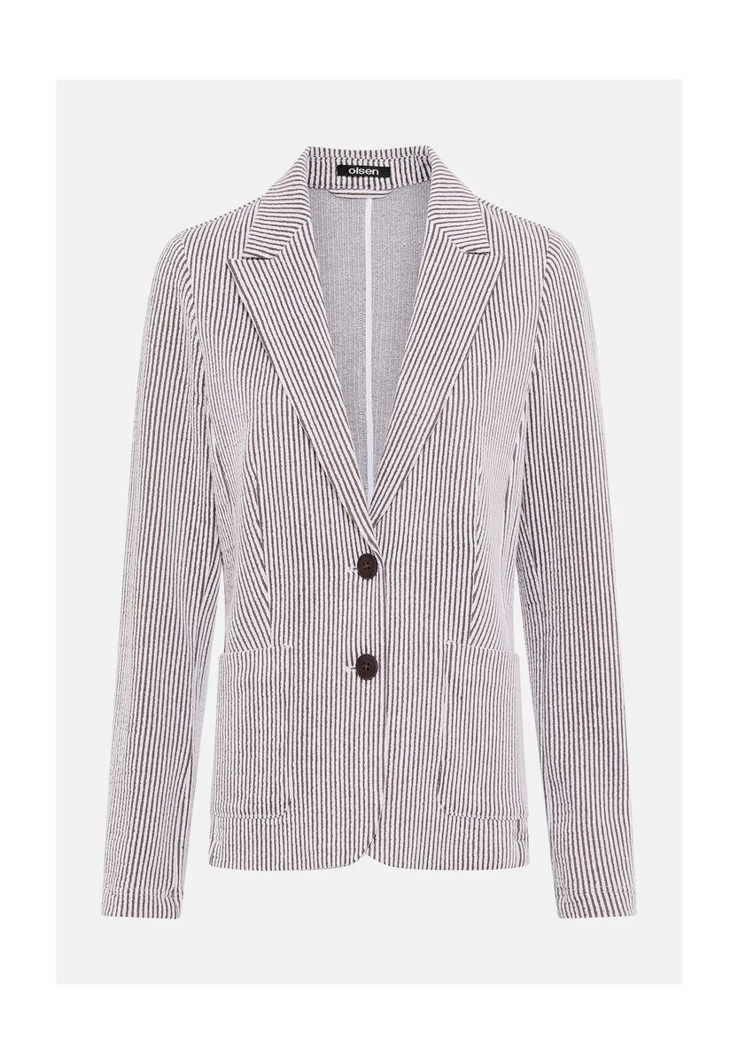 Gestreifter Seersucker-Blazer mit Taschen