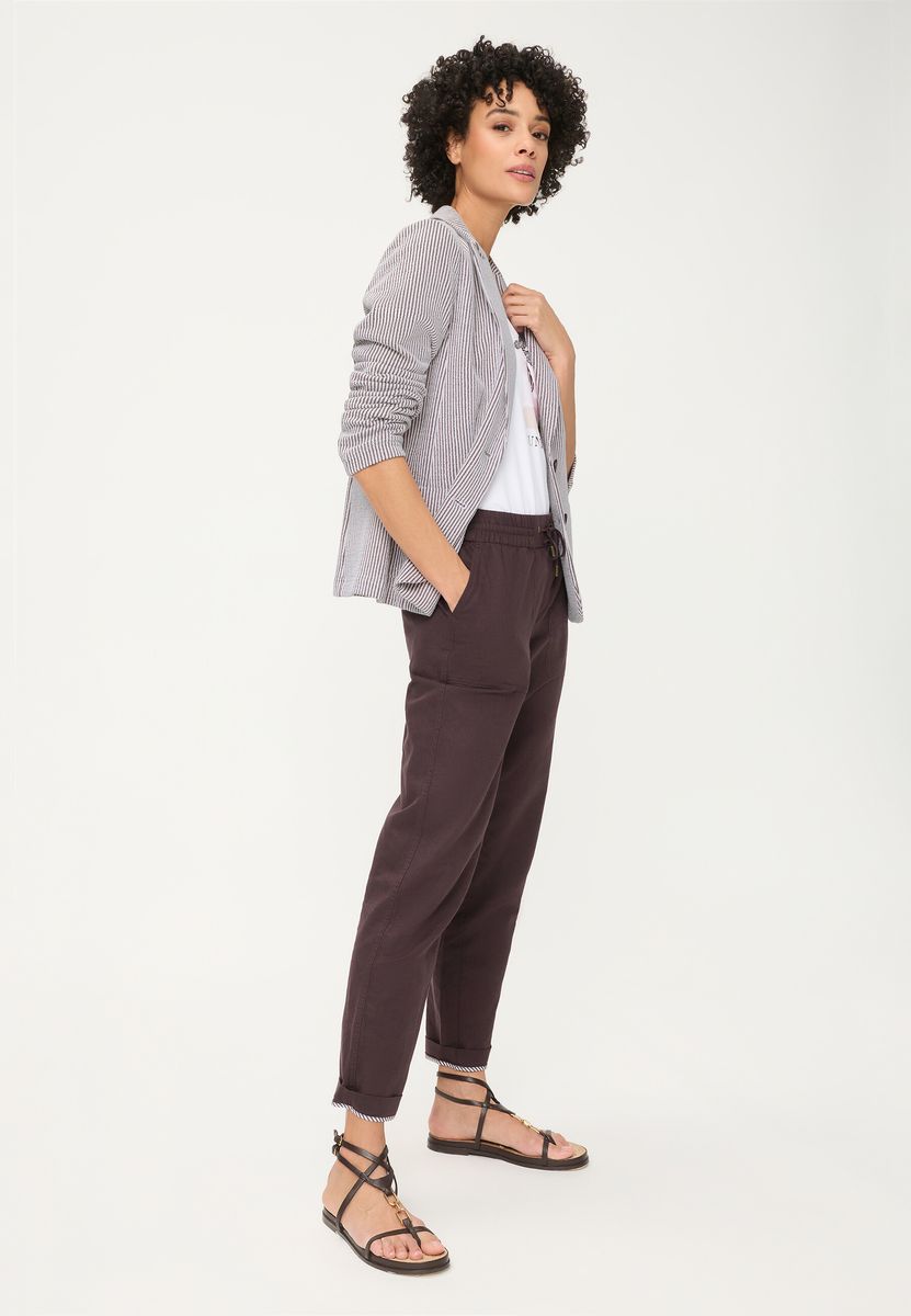 Gestreifter Seersucker-Blazer mit Taschen