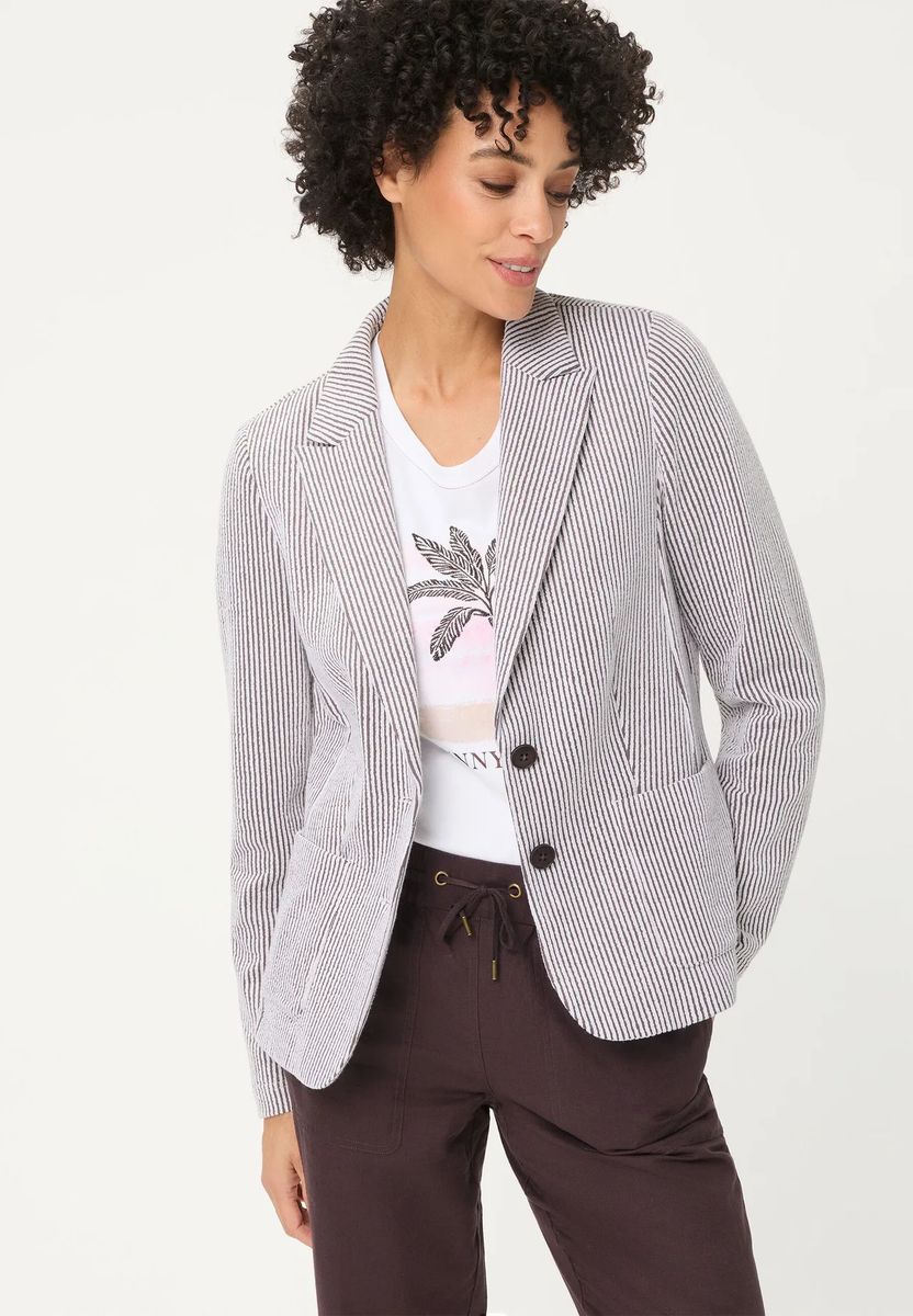 Gestreifter Seersucker-Blazer mit Taschen