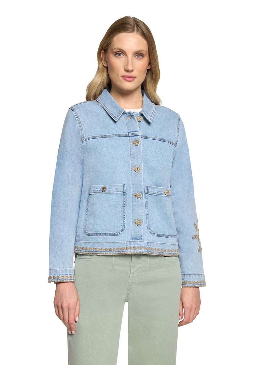 Bestickte Jeansjacke mit Taschen