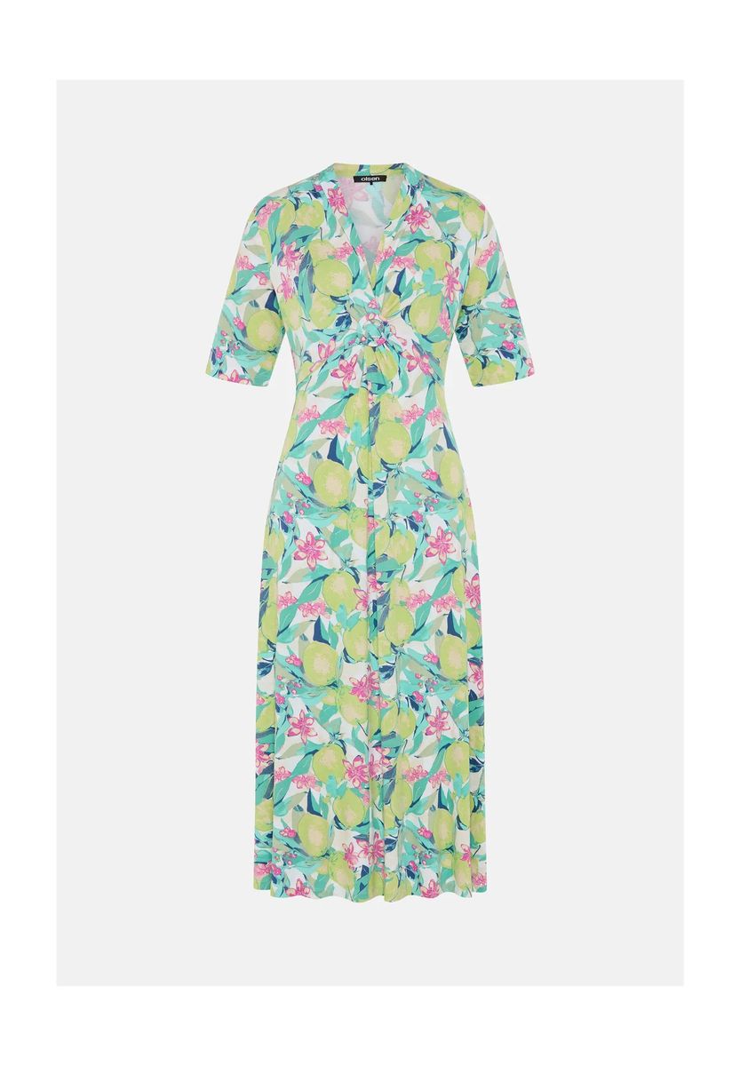 Midikleid mit Blumen- und Zitronenmuster