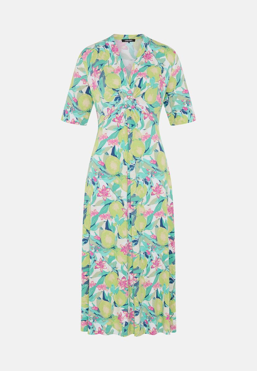 Midikleid mit Blumen- und Zitronenmuster