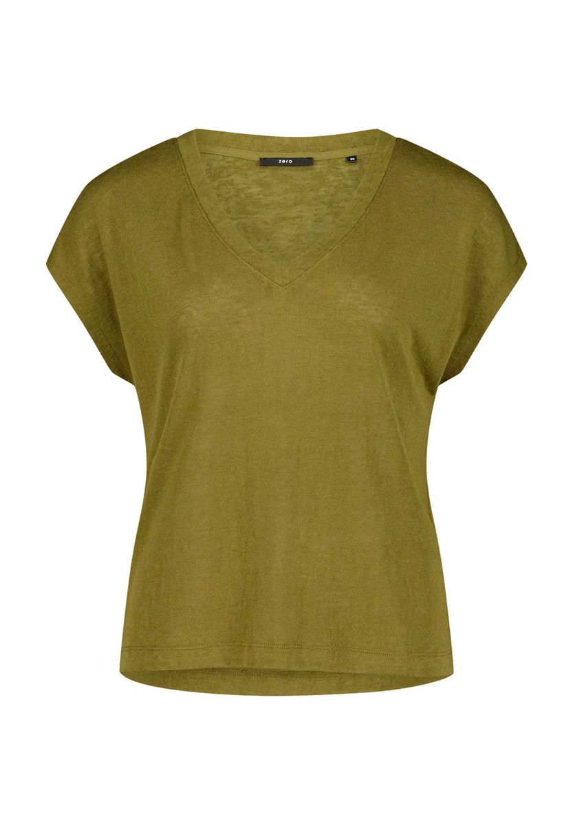 Lässiges V-Ausschnitt Slub-Shirt