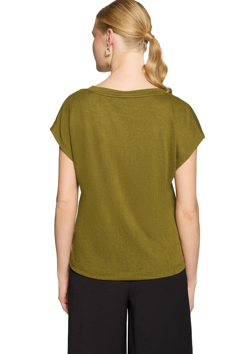 Lässiges V-Ausschnitt Slub-Shirt