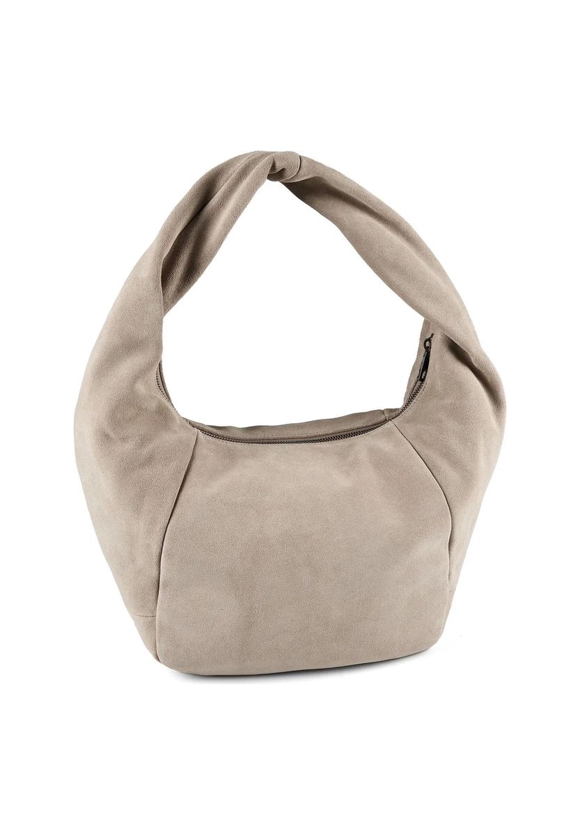 Suede-Hobotasche mit gedrehtem Riemen
