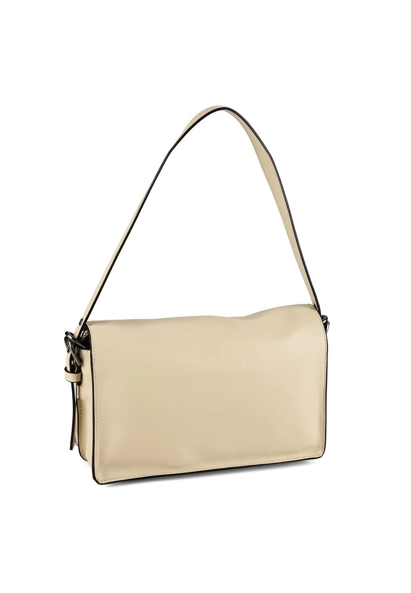 Minimalistische Leder-Schultertasche mit Überschlag
