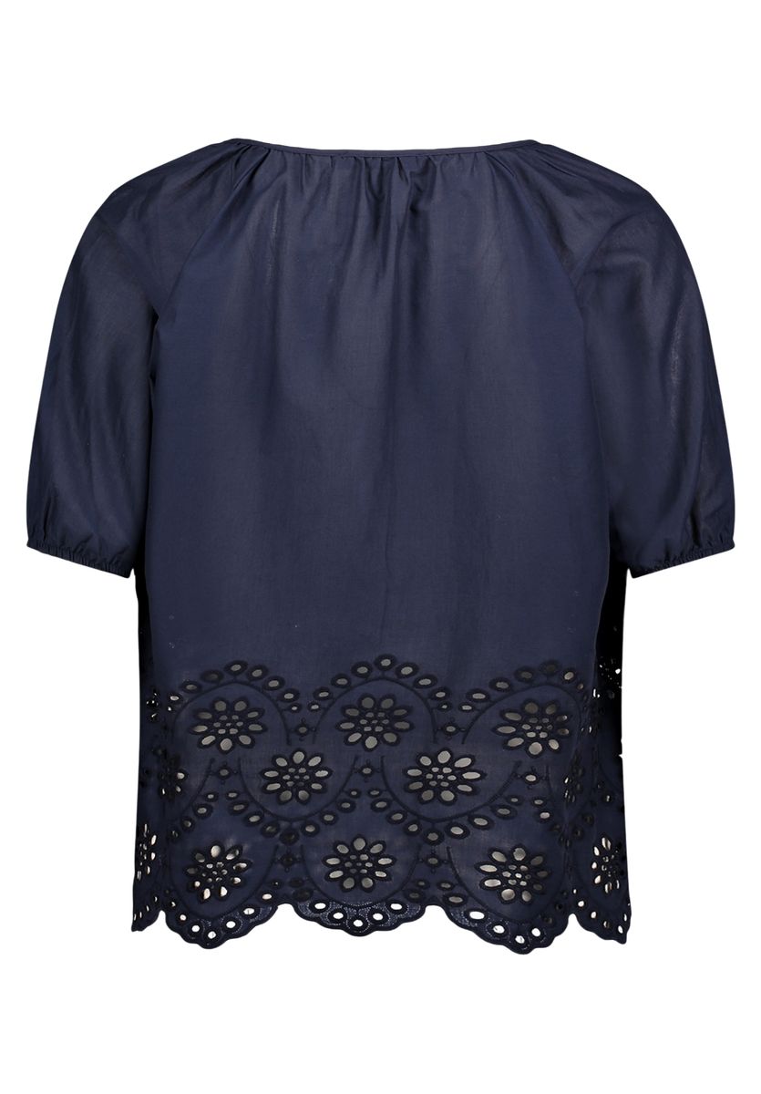 Baumwollbluse mit Lochstickerei am Saum