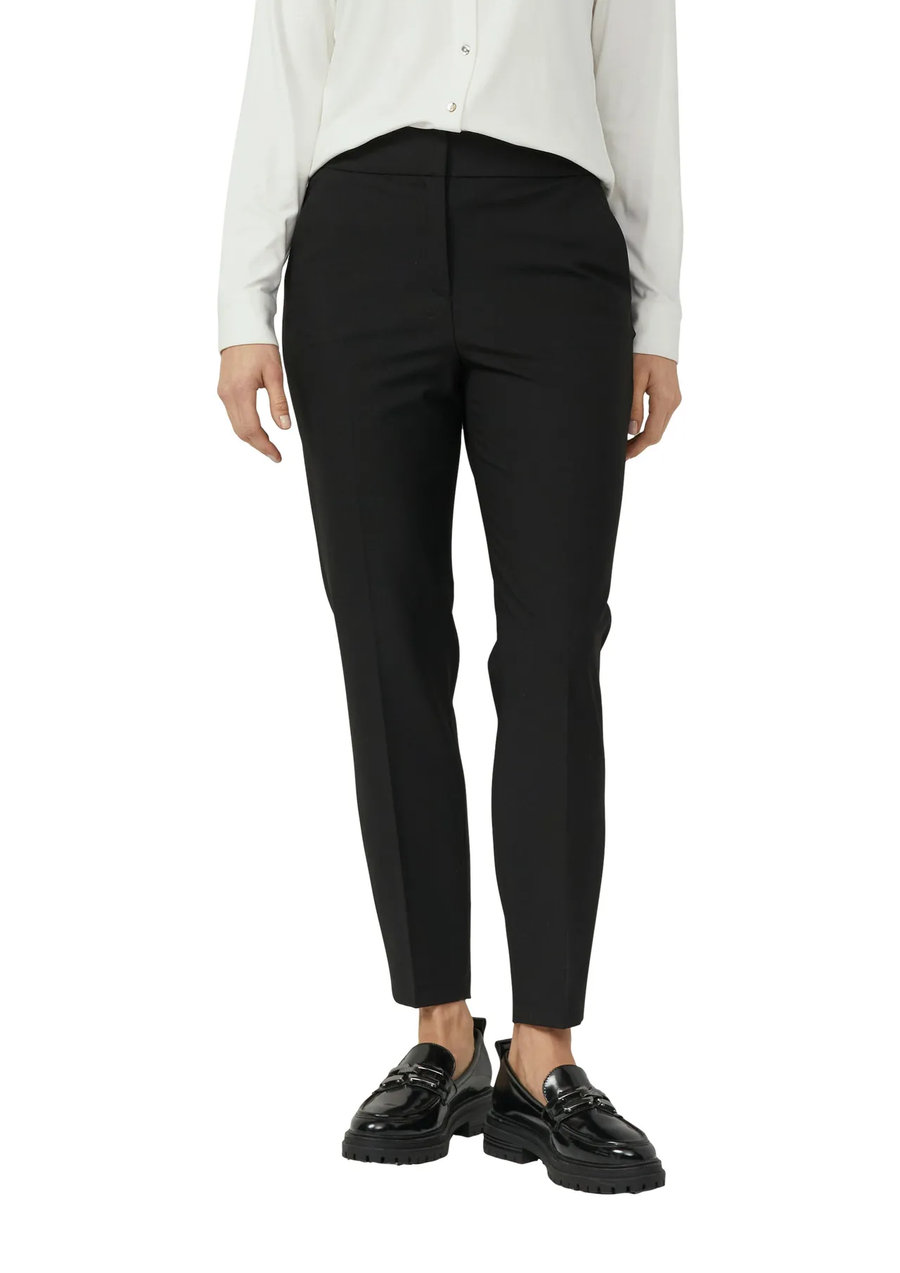 Schmal geschnittene High-Waist-Stoffhose