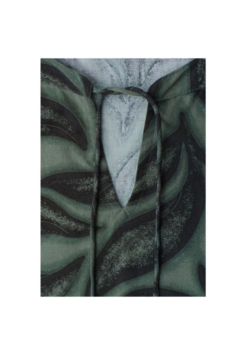 Blusenshirt mit Blattmuster und Smoksaum