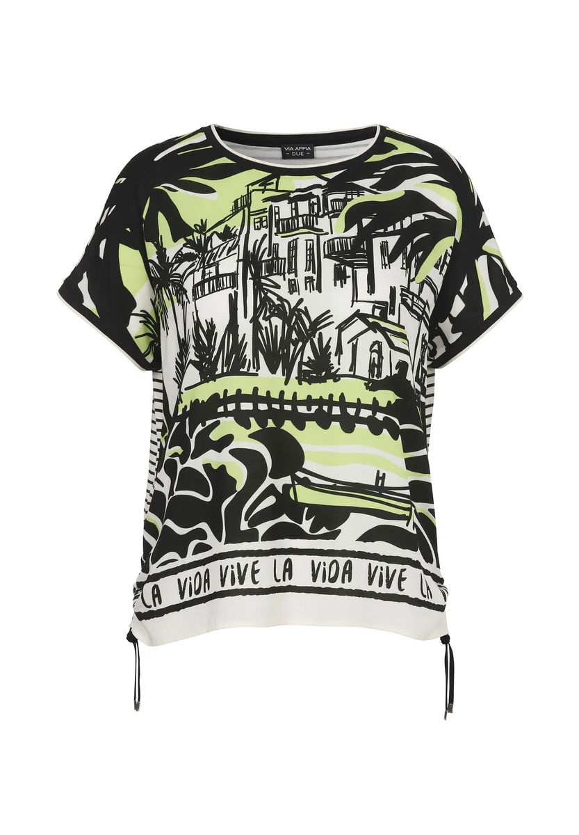 Artistische Print-Bluse mit Tunnelzug