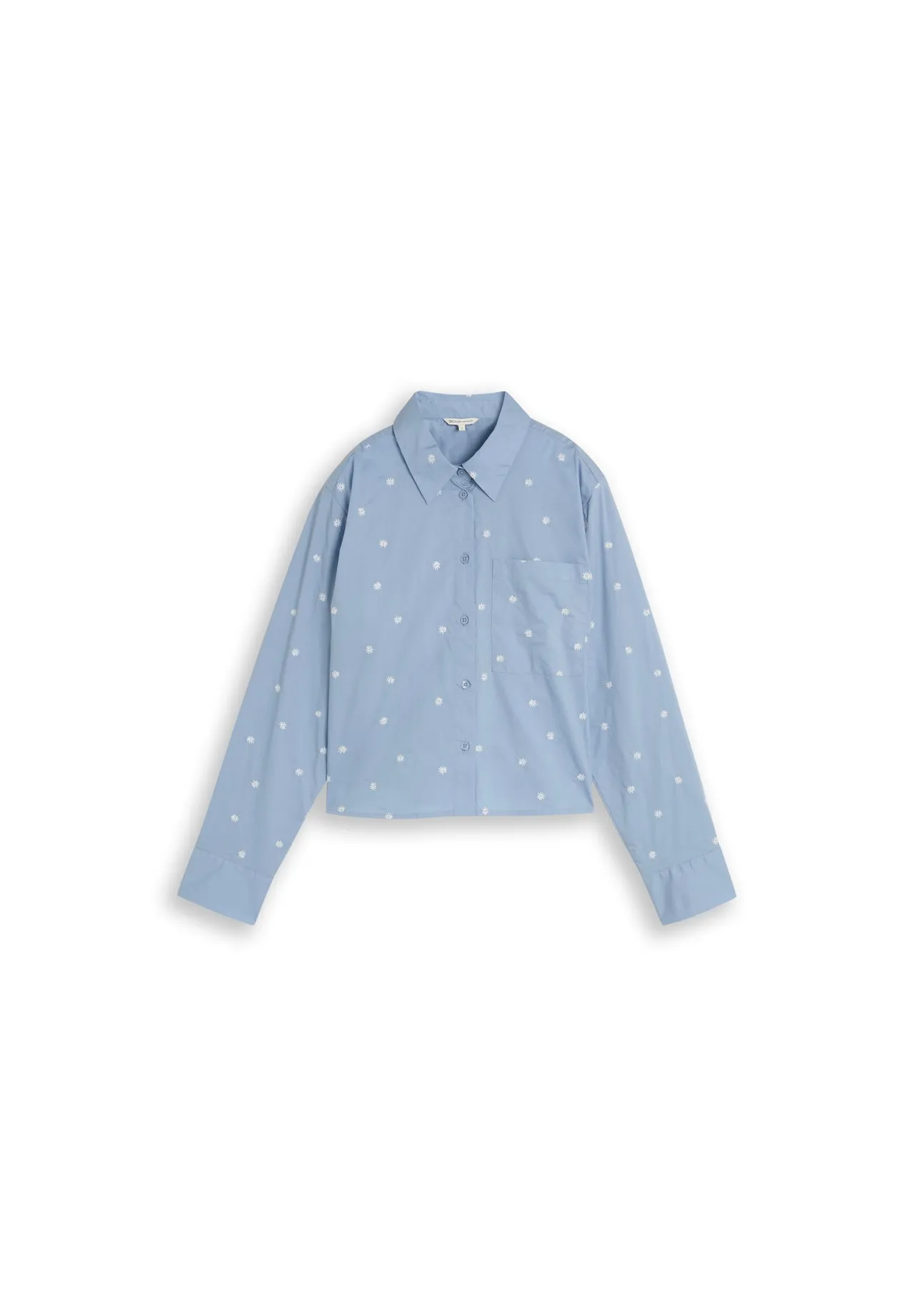 Bestickte kurze Baumwollbluse