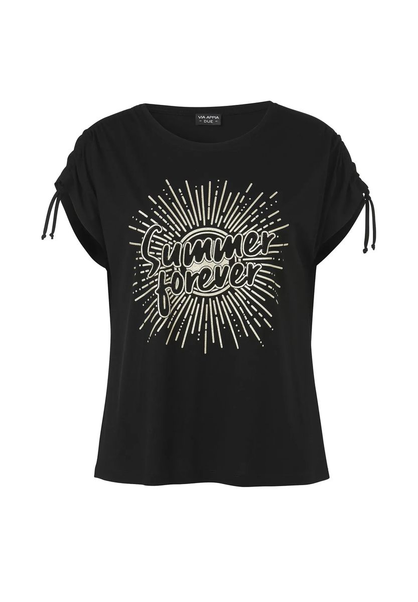 Grafik-T-Shirt mit Raffärmeln