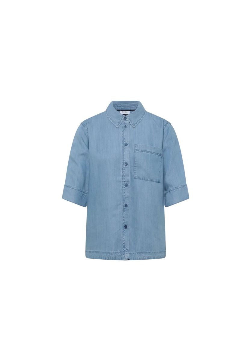 Kurzärmeliges Jeanshemd in Hellblau