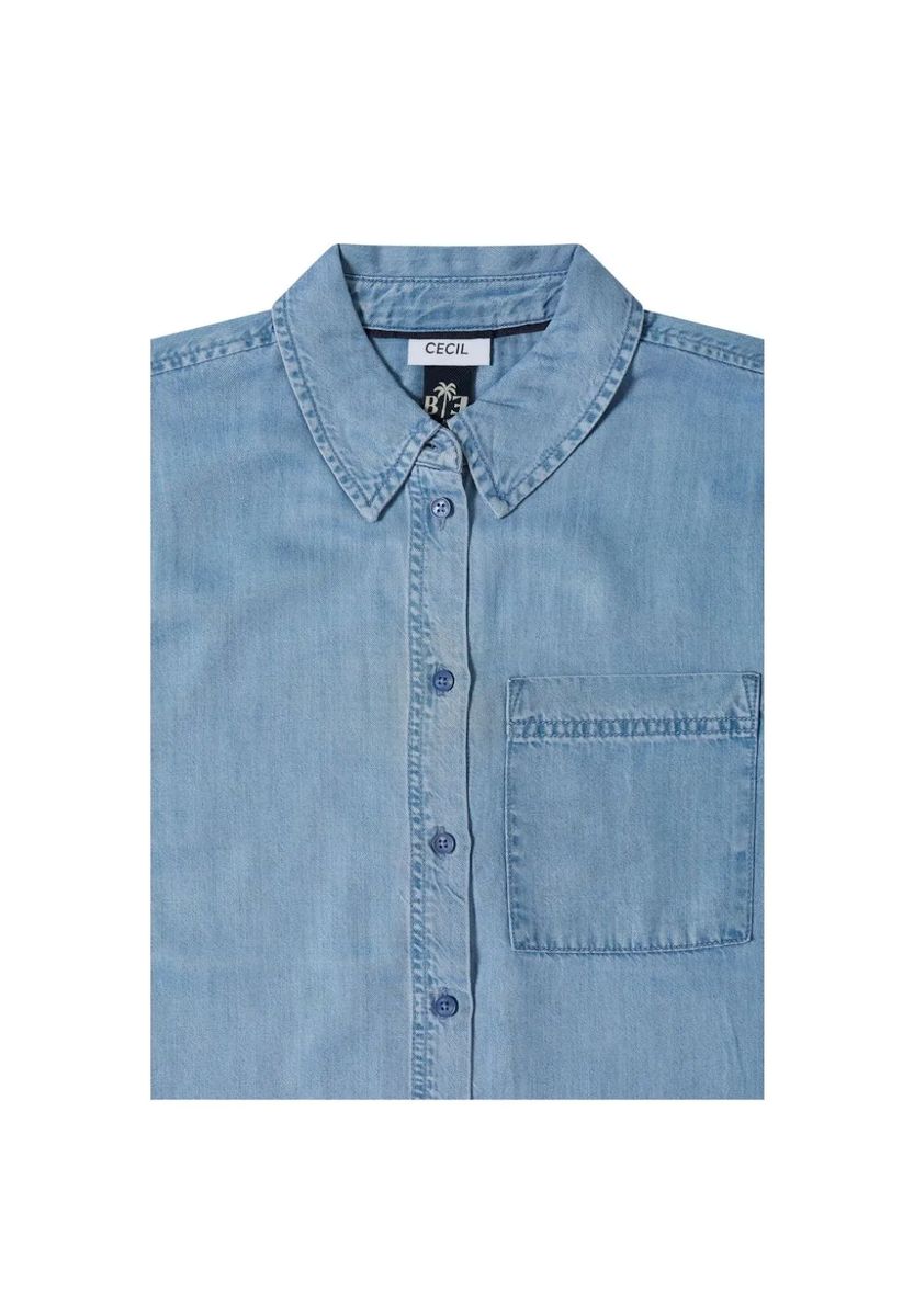 Kurzärmeliges Jeanshemd in Hellblau