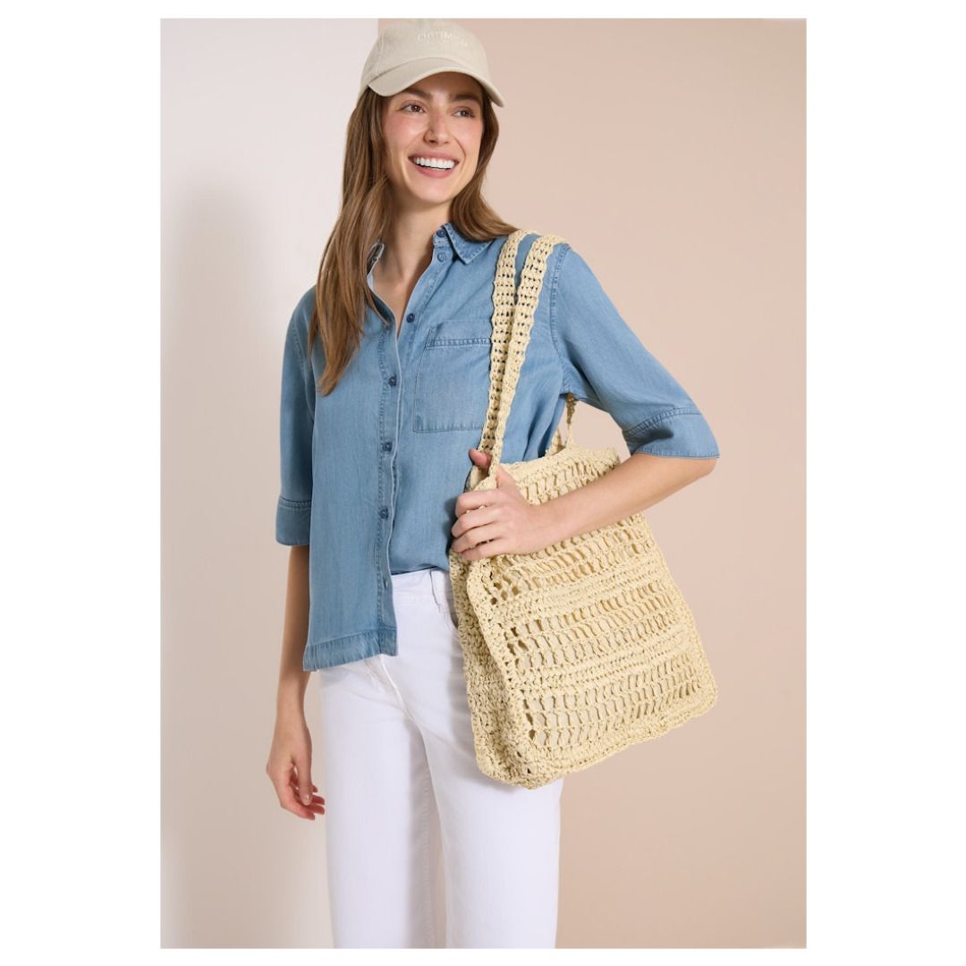 Kurzärmeliges Jeanshemd in Hellblau