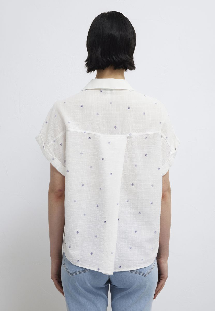 Kurzarm-Hemdbluse mit Punkt-Stickerei