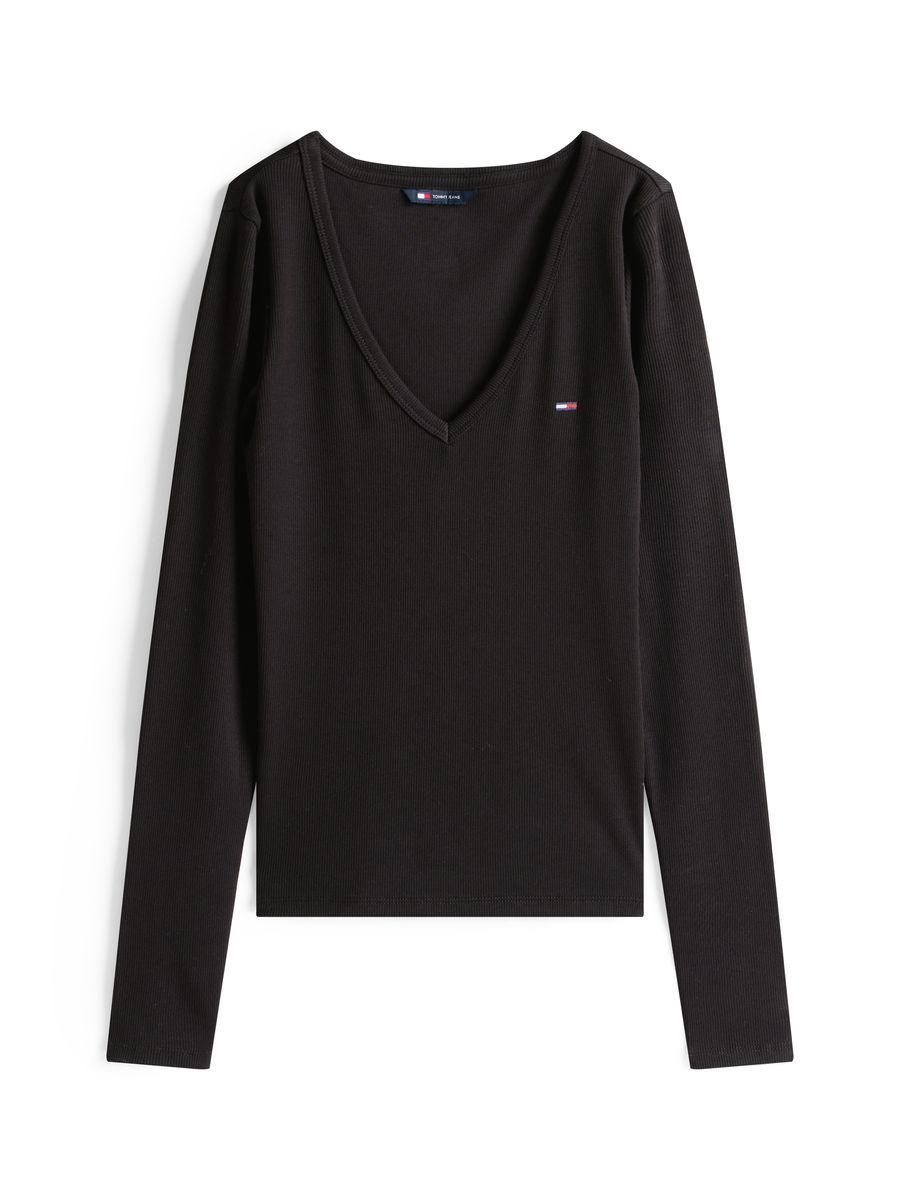 Körpernahes Langarmshirt mit Rippstruktur