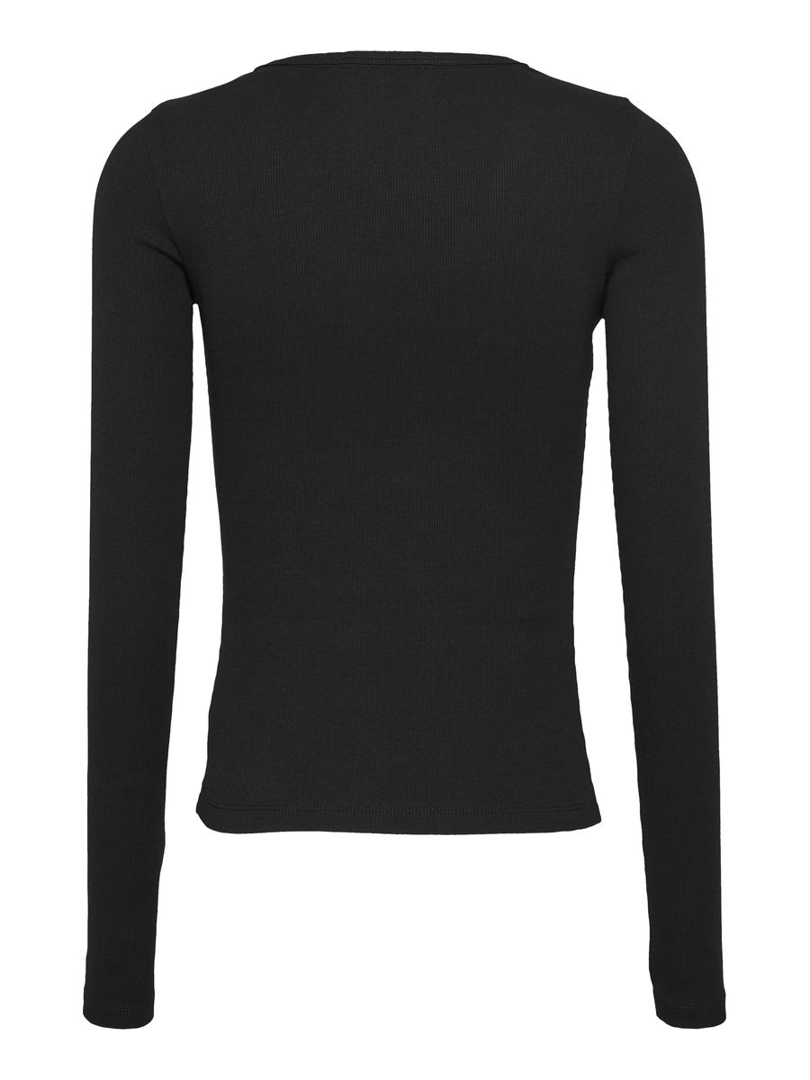 Körpernahes Langarmshirt mit Rippstruktur