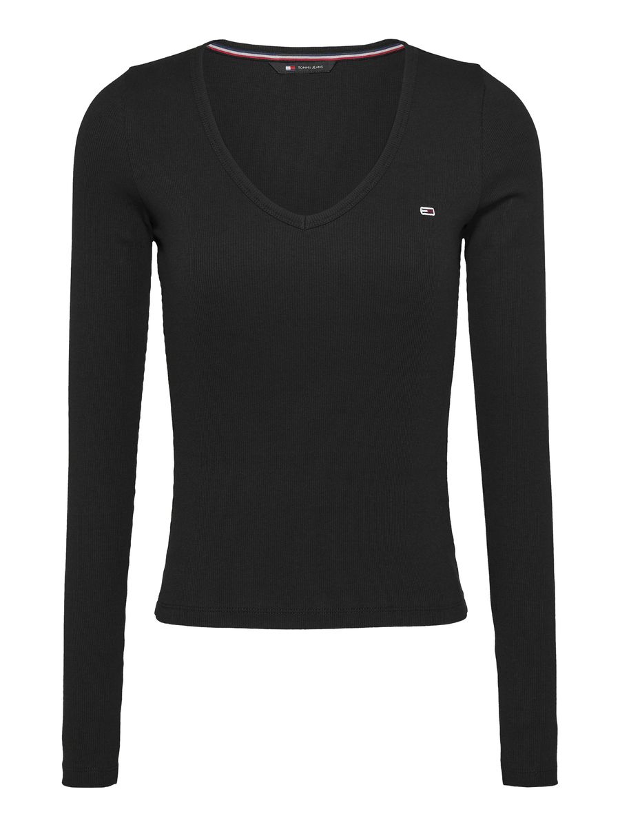Körpernahes Langarmshirt mit Rippstruktur