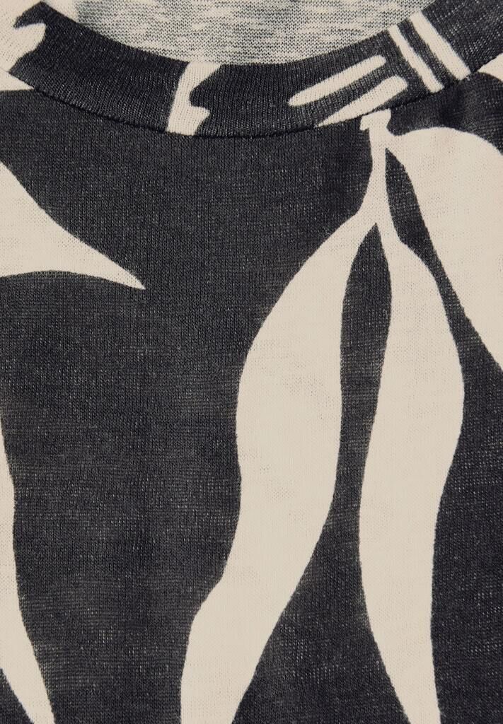 T-Shirt mit Blattmuster und überschnittenen Schultern