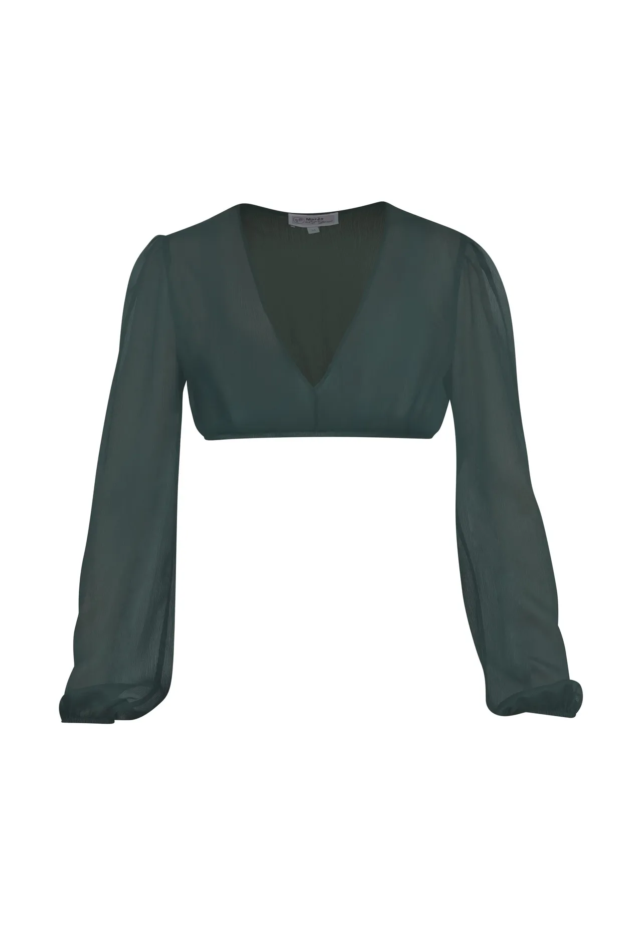 Transparente Langarm-Dirndlbluse mit V-Ausschnitt