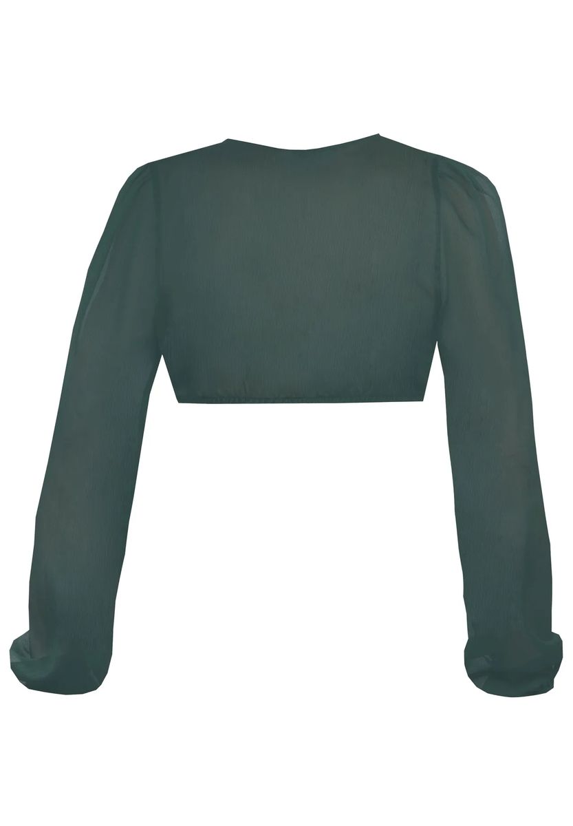Transparente Langarm-Dirndlbluse mit V-Ausschnitt
