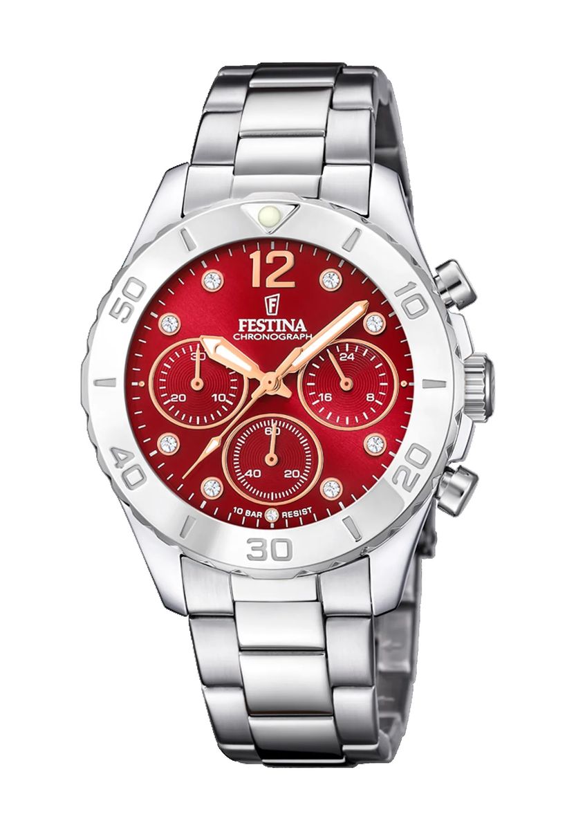 Chronograph mit Kristallakzenten aus Edelstahl