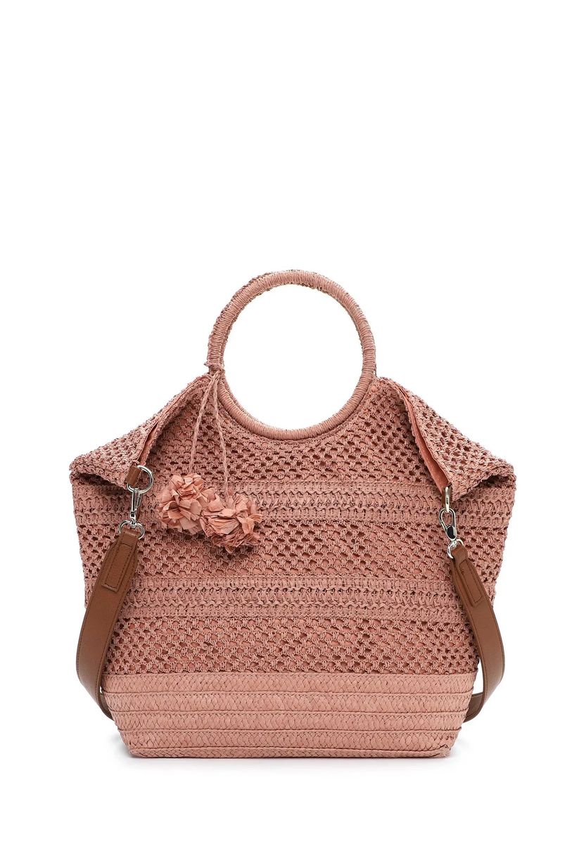 Geflochtener Shopper mit Blumenanhängern