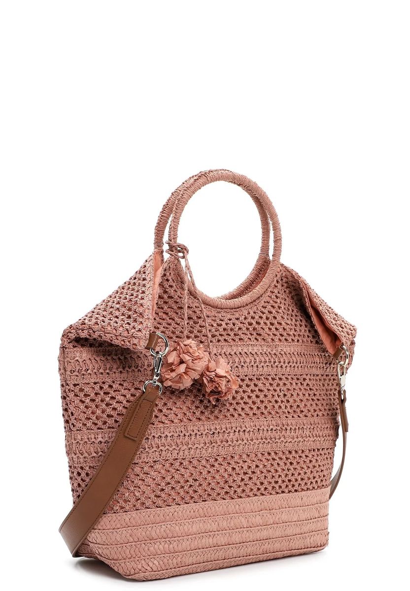 Geflochtener Shopper mit Blumenanhängern