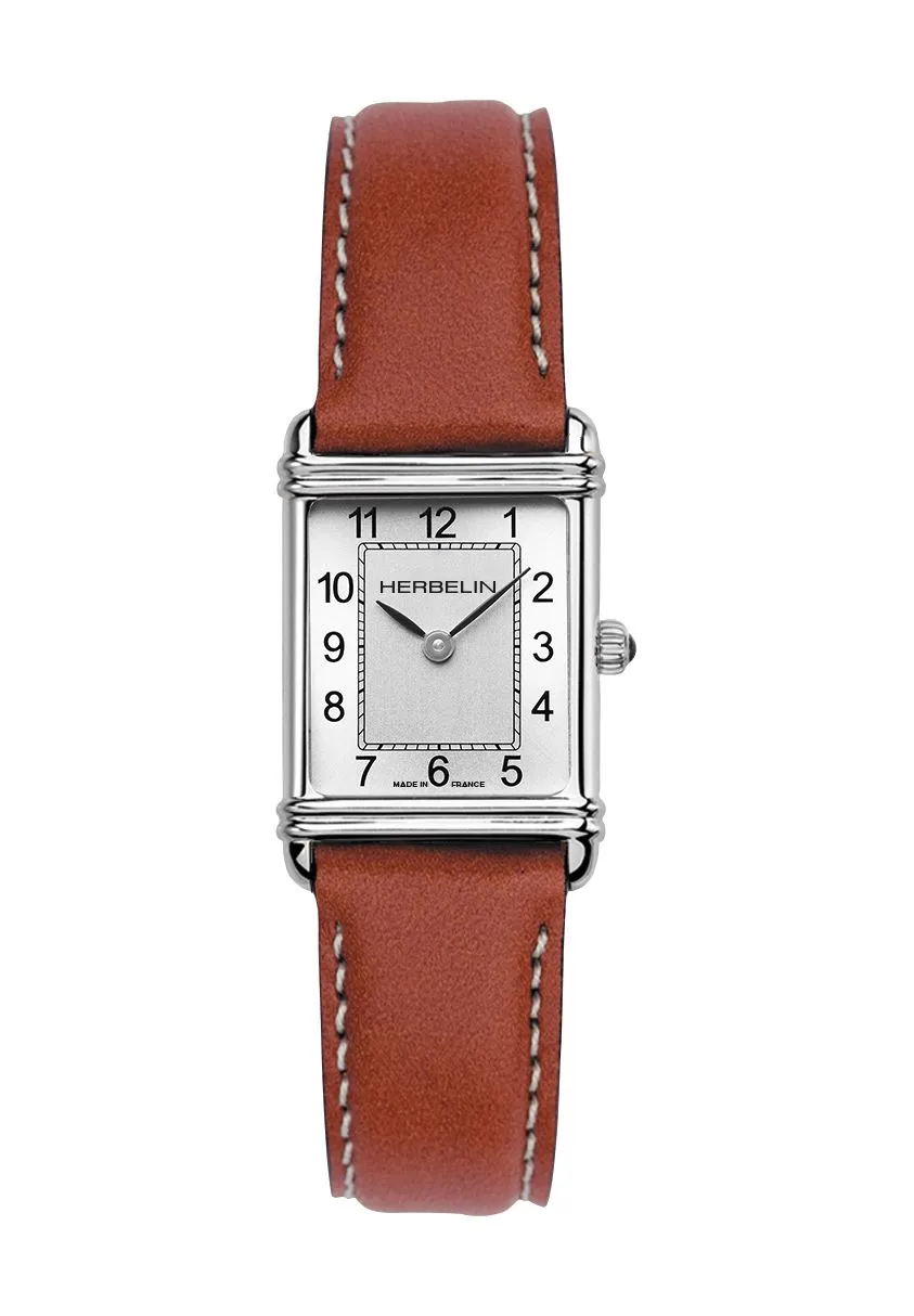Art Déco Quadratische Lederuhr