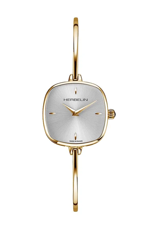 Elegante goldene Armreif-Uhr