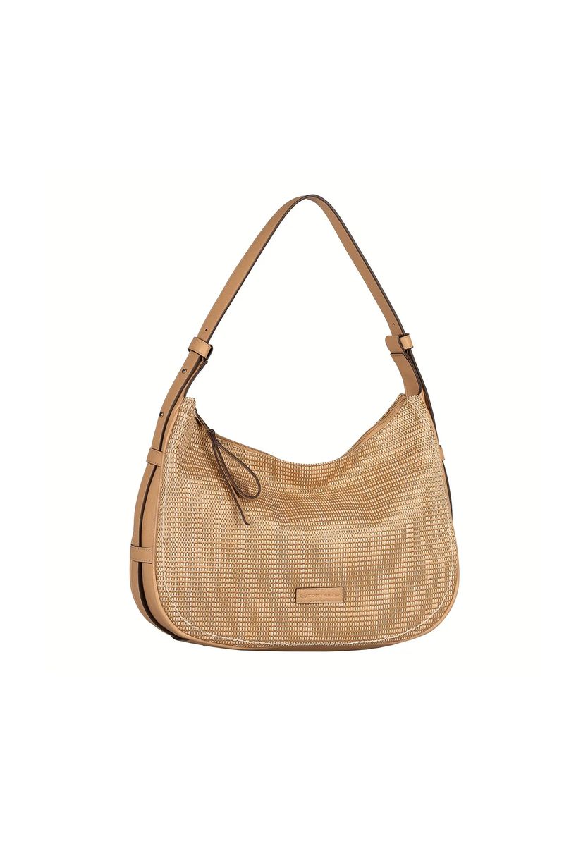 Schultertasche in Stroh-Patchwork-Optik