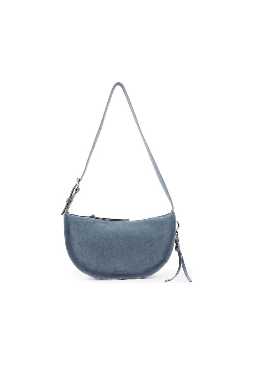 Halbmondförmige Wildleder-Schultertasche