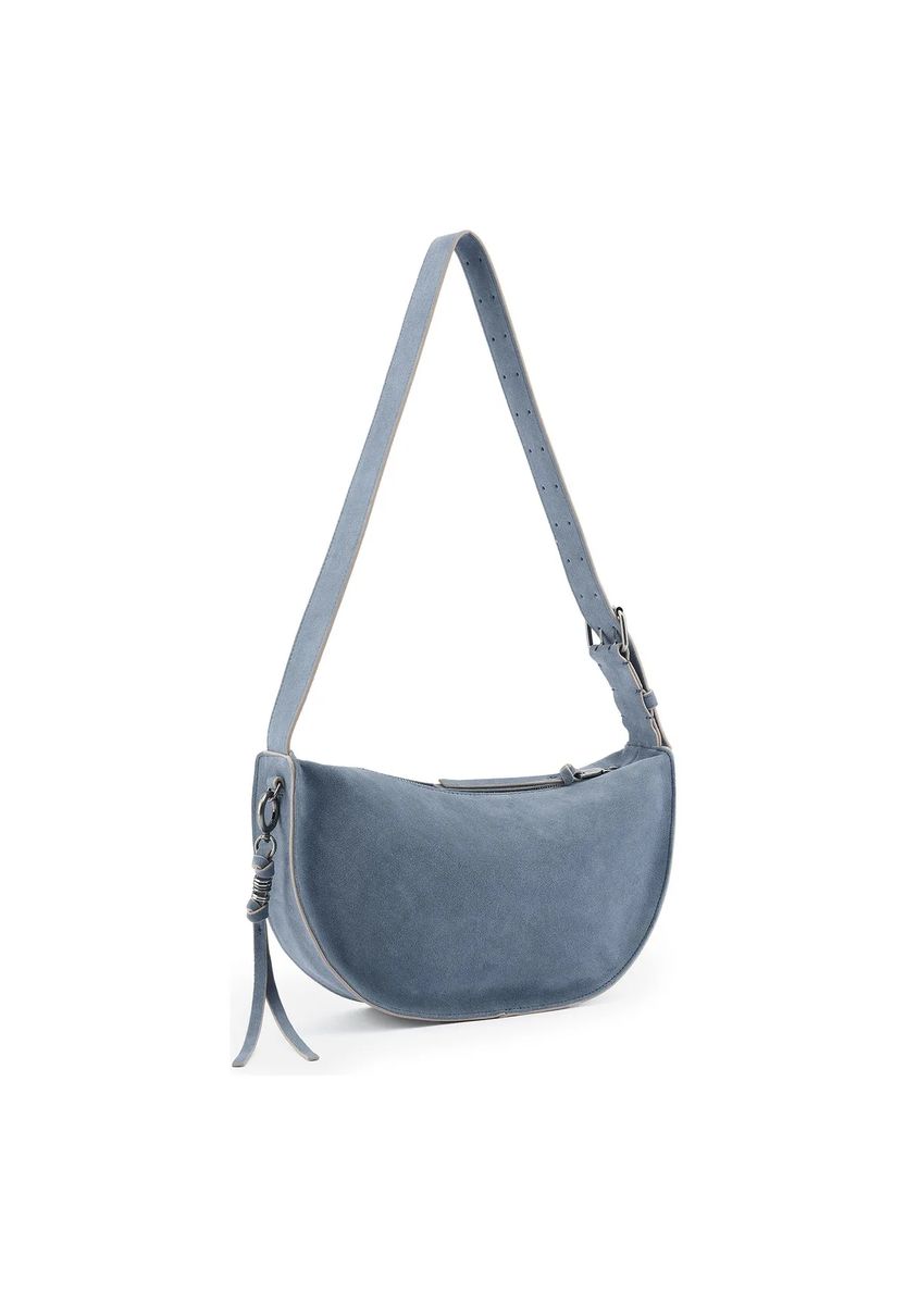 Halbmondförmige Wildleder-Schultertasche