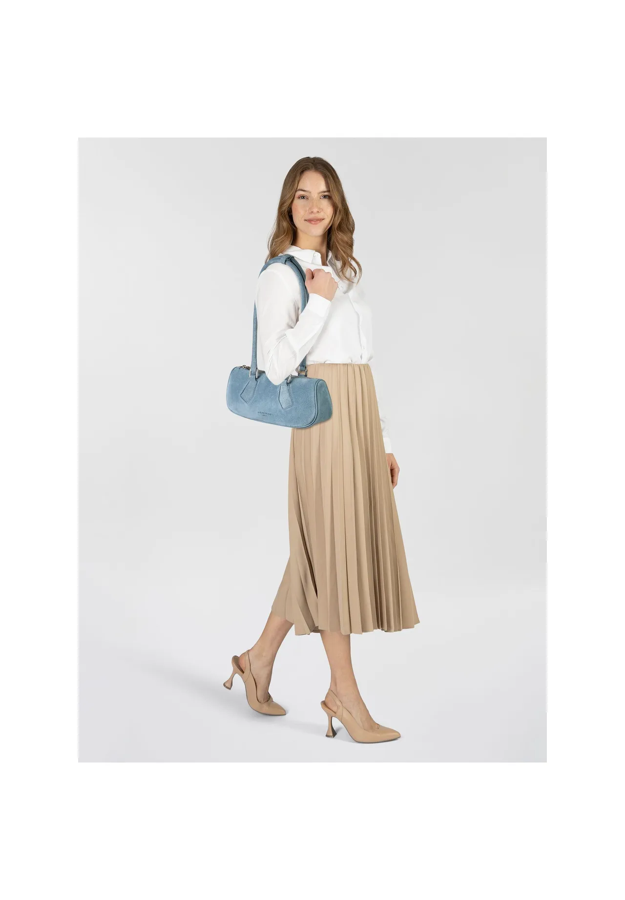 Cecile Baguette-Schultertasche aus Wildleder