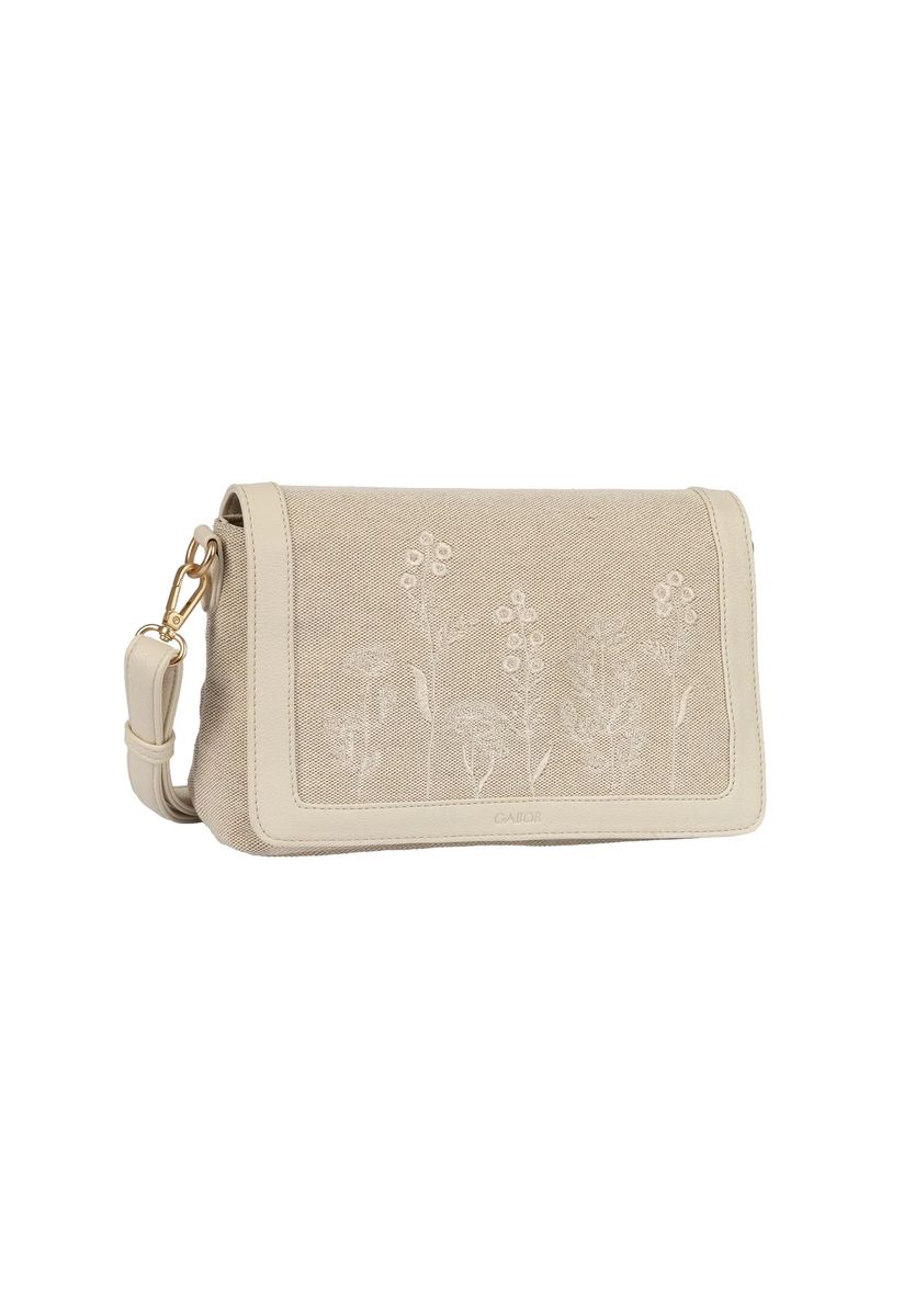 Canvas-Schultertasche mit floraler Stickerei