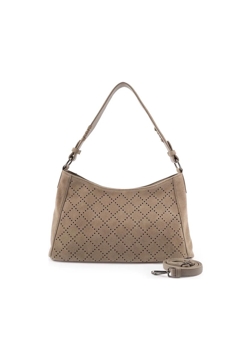 Lasergeschnittene Suede-Schultertasche