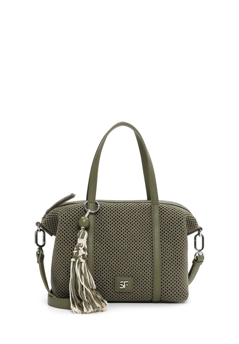 Strukturierter Mesh-Shopper mit Quastenanhänger