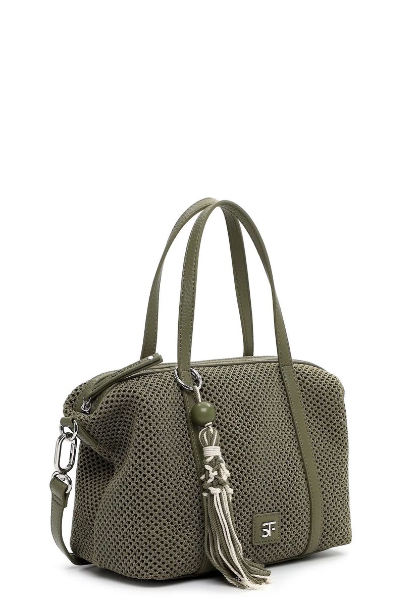Strukturierter Mesh-Shopper mit Quastenanhänger
