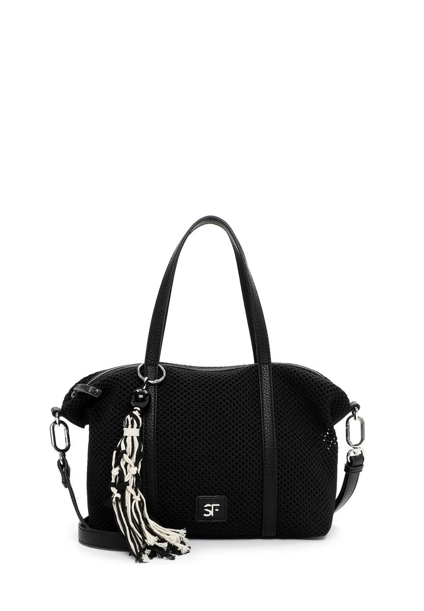 Shopper in Mesh-Optik mit Quaste